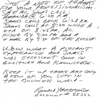 picture of a handwritten review for Butcher AC explaining their pleasant experience working with the company