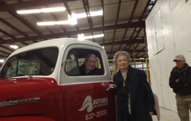 photo of people in the 1951 Butcher AC truck