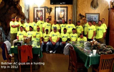 Butcher AC technicians on a company hunting trip in 2012
